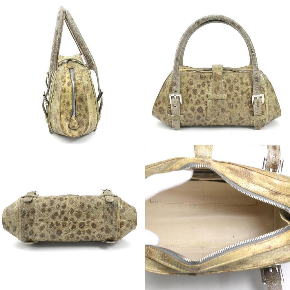 Loewe brown gray leather handbag Senda silver beige Silver Tan